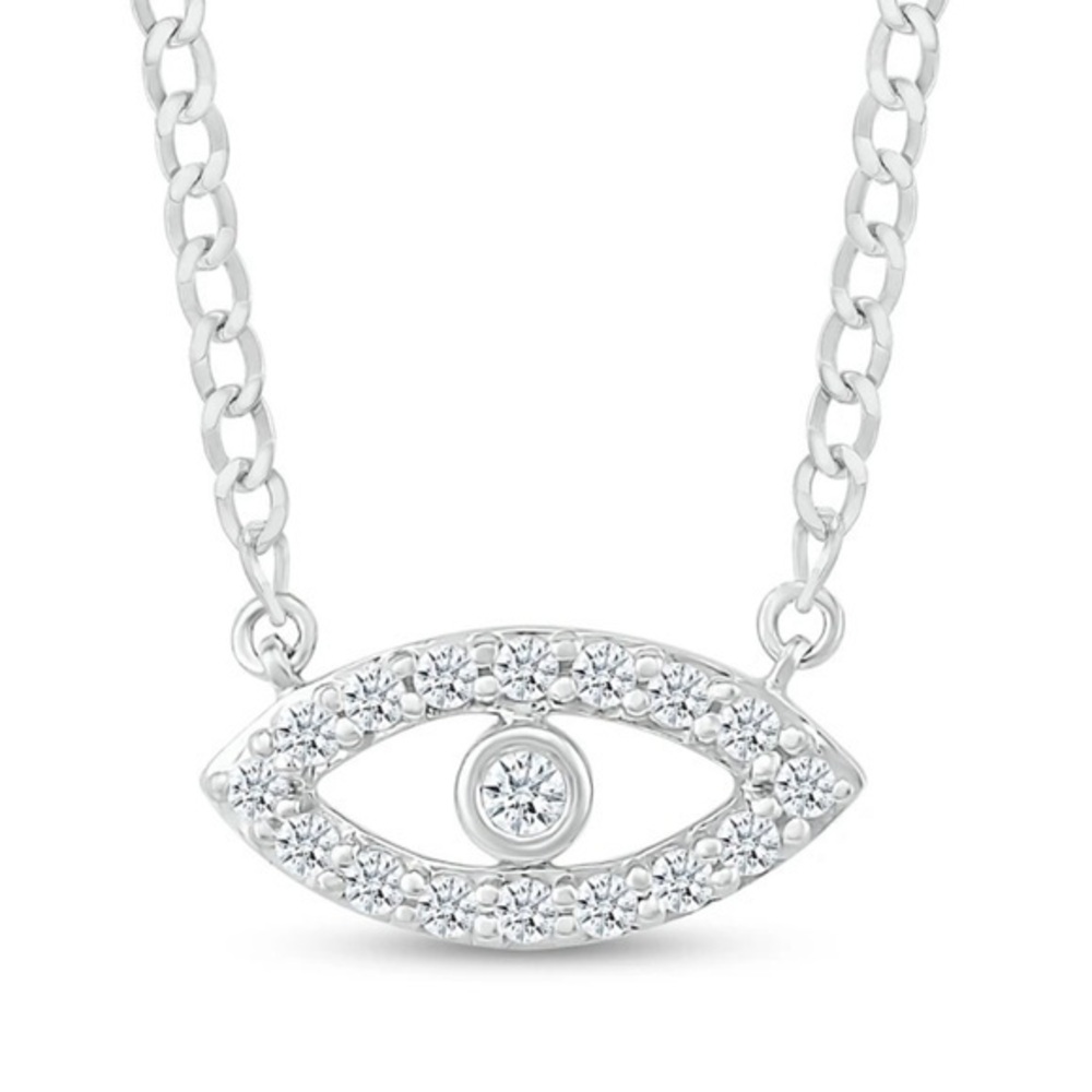.50 Carats VS Lab Diamond Evil Eye Sterling Silver Necklace